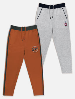 HELLCAT - Trendy Grey & Red Solid Trackpants (Set of 2)
