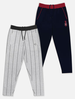 HELLCAT - Trendy Grey & Navy Solid Trackpants (Set of 2)