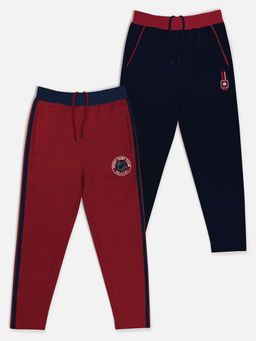 HELLCAT - Trendy Navy & Maroon Solid Trackpants (Set of 2)