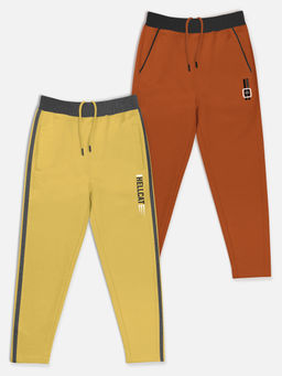 HELLCAT - Trendy Rust & Yellow Solid Trackpants (Set of 2)
