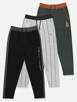 HELLCAT - Trendy Dark Grey & Grey & Black Solid Trackpants (Set of 3)