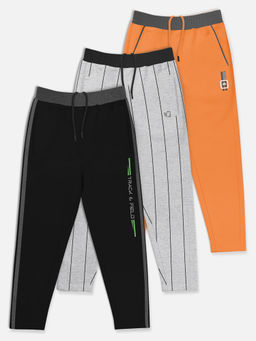 HELLCAT - Trendy Orange & Grey & Black Solid Trackpants (Set of 3)