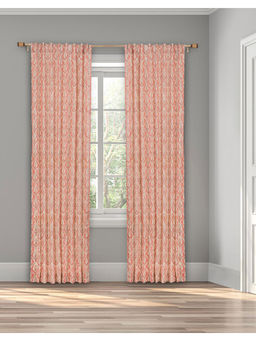 Fabindia - Pink Cotton Hand Block Printed Paro Curtain 7 Feet | 1 Pc