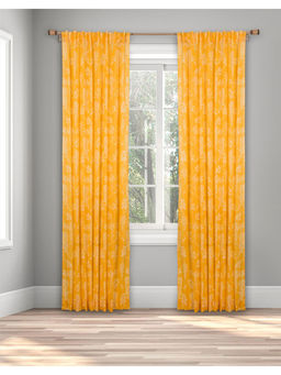 Fabindia - Yellow Cotton Printed Amaltas Curtain 9 Feet | 1 Pc