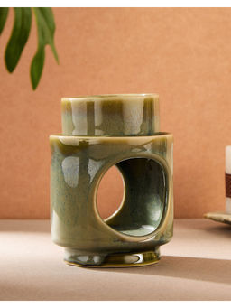 Fabindia - Green Ceramic Glazed Sughandh Burner Set Of 2