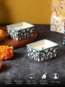 VarEesha - Royal Crown Blue Small Ceramic Candles Set Of 2