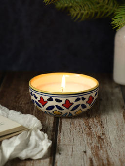 VarEesha - Rangriti Multicolored 5 Inch Ceramic Candle