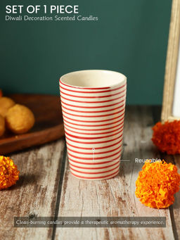 VarEesha - Parikrama Red Spiral Cylindrical Ceramic Candle