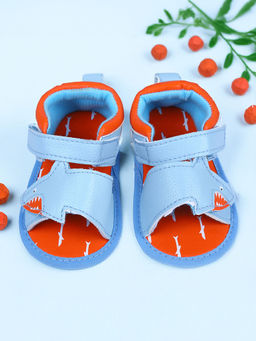 Baby Moo - Shark Kids Anti-Slip Pu Leather Sole Sandals - Blue
