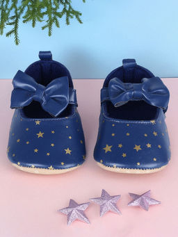 Baby Moo - Star Premium Girls Soft Anti-Slip Ballerina Shoes - Navy Blue