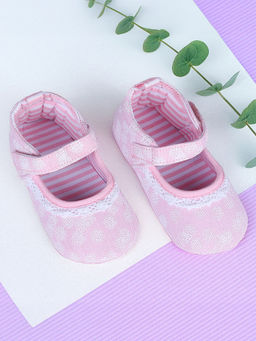 Baby Moo - Textured Hookloop Premium Girls Anti-Slip Ballerina Shoes - Pink
