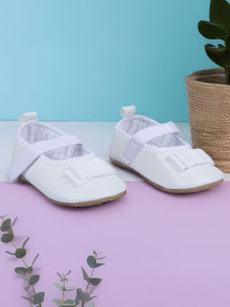 Baby Moo - Bowknot Premium Girls Anti-Slip Ballerina Shoes - White