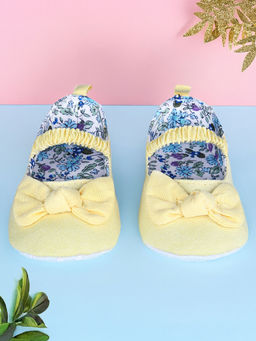 Baby Moo - Bowknot Premium Girls Anti-Slip Ballerina Booties - Yellow