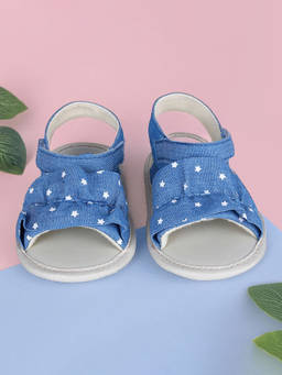 Baby Moo - Ruffle Star Premium Girls Anti-Slip Sandal Booties - Blue