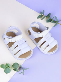 Baby Moo - Plain Stylish and Comfortable Open Toe Sandal Booties - White