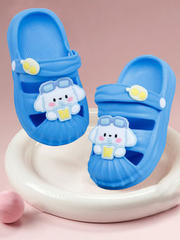 Baby Moo - Chilling Puppy Applique Waterproof Anti Skid Sling Back Clogs Blue