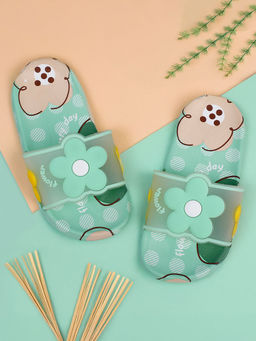 Baby Moo - Floral 3D Beach Slippers Sliders Sea Green