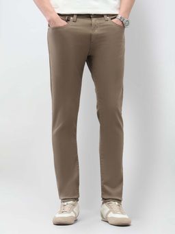 U.S. Polo Assn. Denim Co. - Men Brown Cotton Solid Tapered Jeans