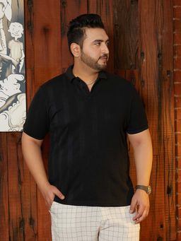 Instafab Plus - Men's Onyx Black Bi-Panel Polo T-Shirt