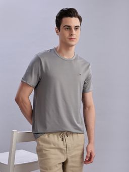 Tommy Hilfiger - Men Grey Polyester Crew Neck T-Shirt