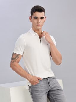 Tommy Hilfiger - Men Yellow Cotton Collar Neck Polo T-Shirt