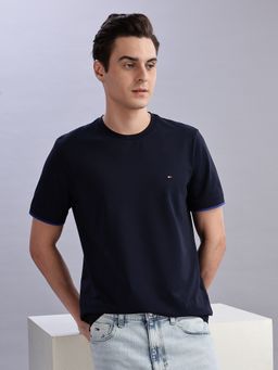 Tommy Hilfiger - Men Blue Cotton Crew Neck T-Shirt
