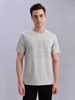Tommy Hilfiger - Men Grey Cotton Crew Neck T-Shirt