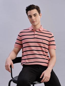 Tommy Hilfiger - Men Pink Cotton Collar Neck Polo T-Shirt