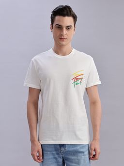 Tommy Hilfiger - Men White Cotton Crew Neck T-Shirt