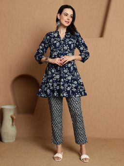 Gahan - Bandia Blue Floral Printed Co-Ord (Set of 2)