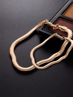 OOMPH - Gold Tone Snake Chain Choker Necklace & Anklet Jewellery Set