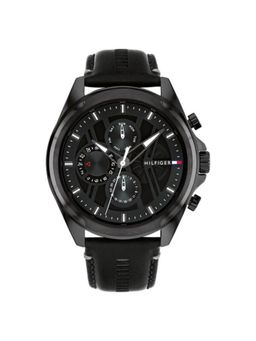 Tommy Hilfiger - Men Fall Winter Colletion 24 Black Dial Leather Strap Analog Watch - TH1710654 (M)