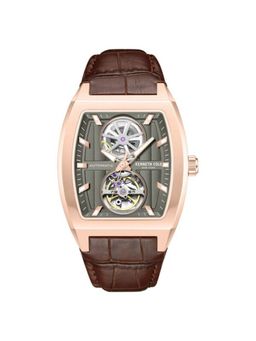 Kenneth Cole - Men FW24 Grey Dial Leather Strap Analog Watch - KCWGX0058803MN (M)