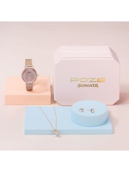 Sonata - Women POZE DROP 4 Rose Gold Dial Metal Strap Analog Watch - SP80107WM02WF (M)