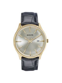 Sonata - Men Wedding Gold Dial Leather Strap Analog Watch - 77166YL01 (M)