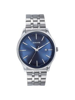 Sonata - Men Wedding Blue Dial Stainless Steel Strap Analog Watch - 77166SM01 (M)