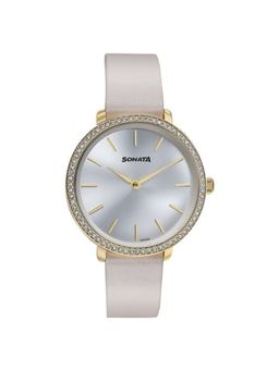 Sonata - Women Wedding Silver Dial Leather Strap Analog Watch - 87080YL01 (M)