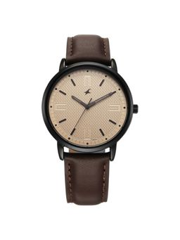 Fastrack - Men Stunners X Beige Dial Leather Strap Analog Watch - 38159NL02 (M)