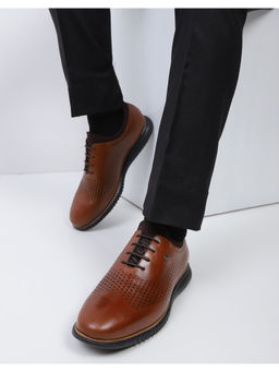Monte Carlo - Mens Tan Solid Lace Up Genuine Leather Casual Sneakers