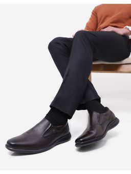 Monte Carlo - Mens Brown Solid Slip On Genuine Leather Casual Sneakers