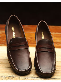 Monte Carlo - Mens Brown Solid Slip On Genuine Leather Loafers