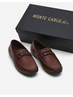 Monte Carlo - Mens Tan Solid Slip On Genuine Leather Loafers
