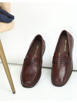 Monte Carlo - Mens Brown Solid Slip On Genuine Leather Loafers