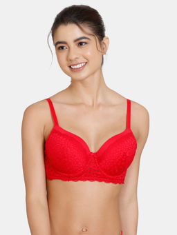 Zivame - Serenade Spring Lush Padded Wired 3/4th Coverage Lace Bra - Ski Patrol