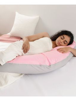 Mi Arcus - 100% Cotton Adjustable Pregnancy Pillow with Removable Cover - Pink & Grey