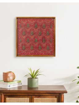 Fabindia - Red Chintz Wooden Embellished Framed Wall Painting