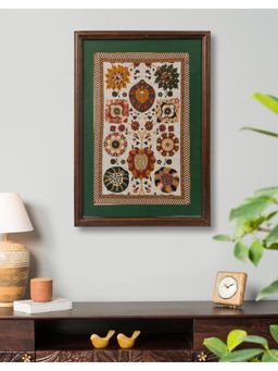 Fabindia - White Chintz Embroidered Wooden Framed Wall Painting