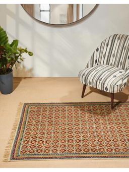 Fabindia - Red Vekta Kalamkari Cotton Floor Dhurrie