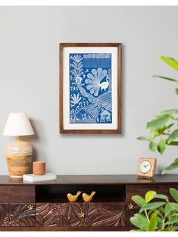 Fabindia - Blue Jivani Warli Hand Painted Fabric Framed Wall Painting