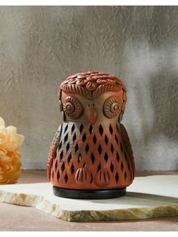Fabindia - Brown Pm Vishwakarma Clay Owl Candle Tea Light Holder